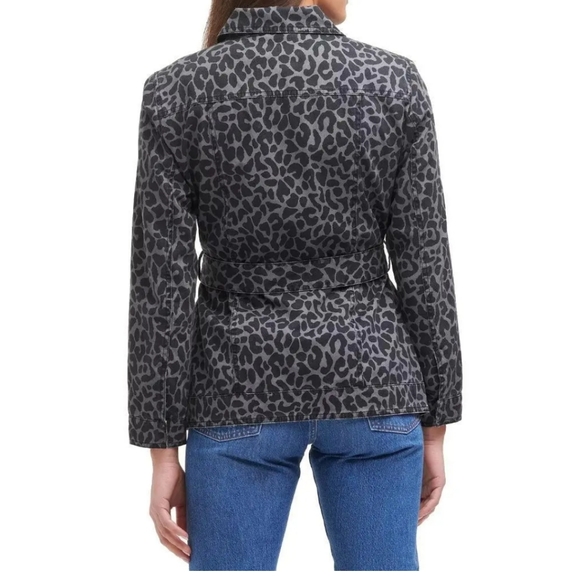 XL Levi's Lined grey black leopard belted jacket - Picture 2 of 7